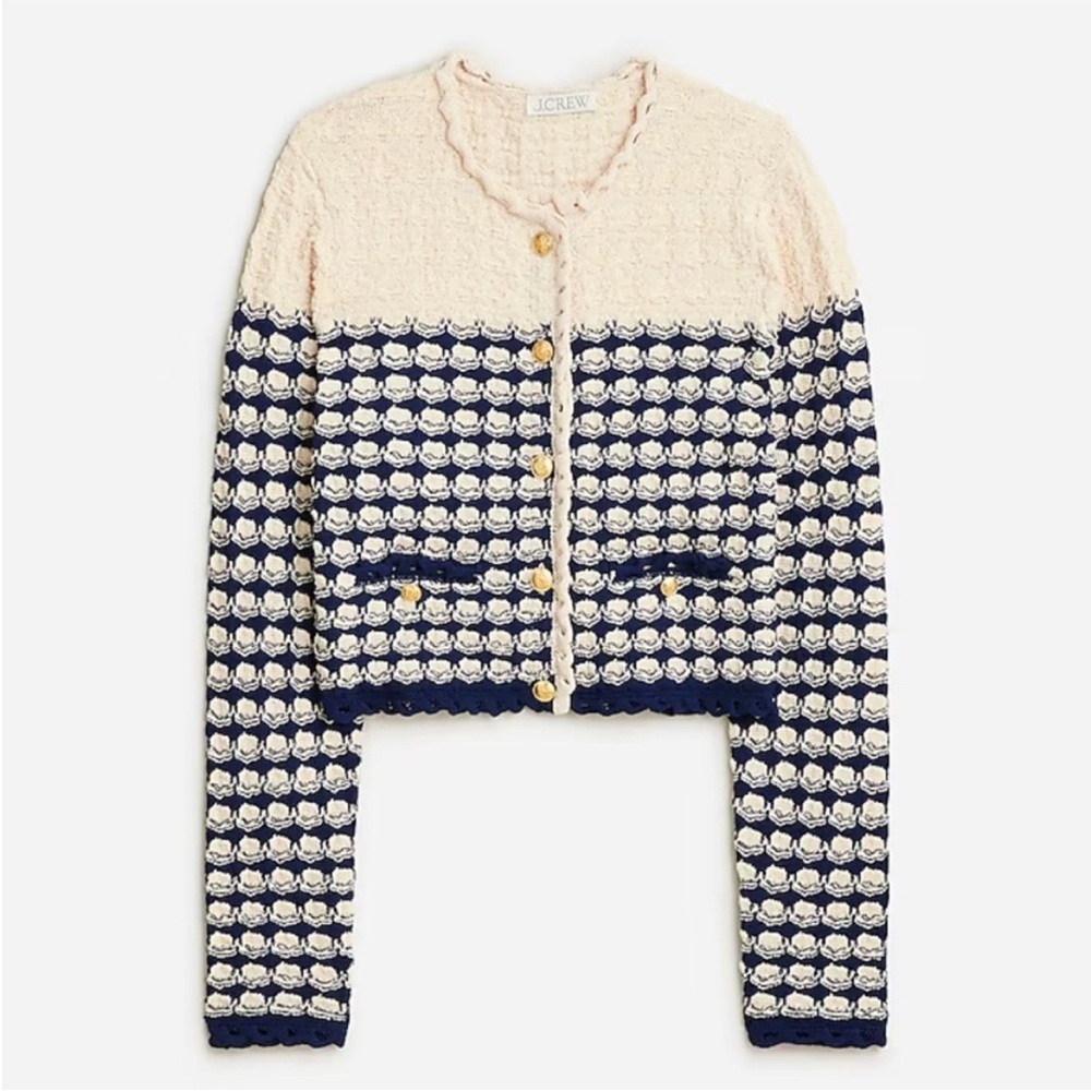 J.Crew Textured crochet lady jacket in Moroccan Sand Dark Even Size Medium